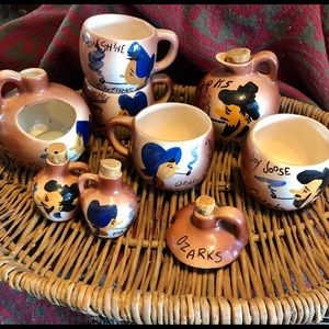 Vtg set Taneycomo Ceramics, handpainted, Ozarks